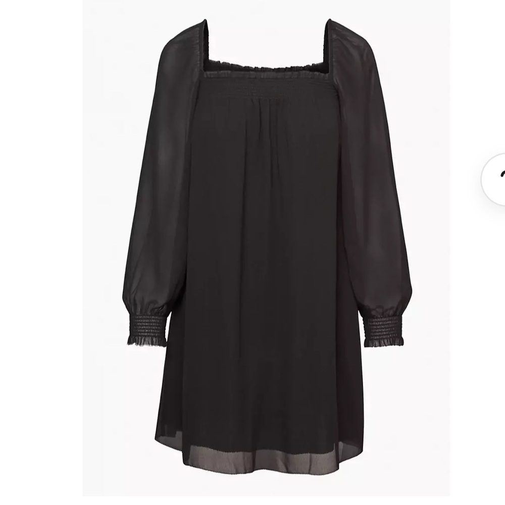 Aritzia Wilfred Alana chiffon babydoll Off the Shoulder little black dress Small - Picture 2 of 15